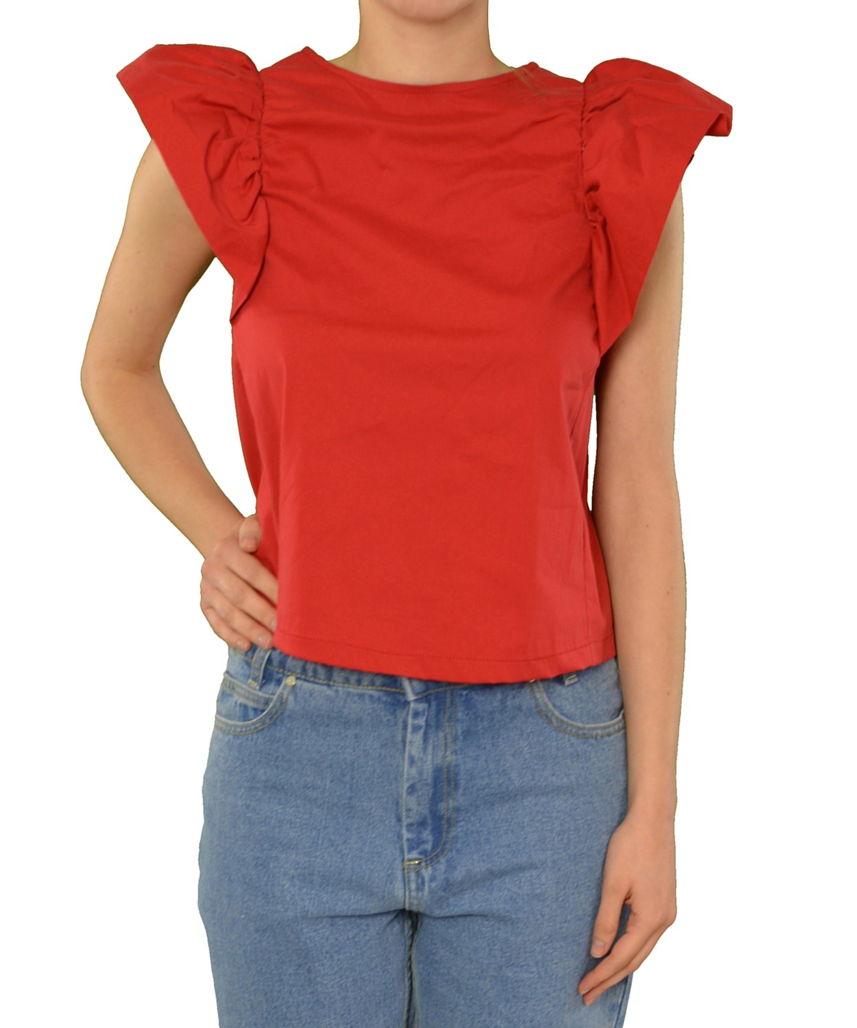 Γυναικεία μπλούζα με βολάν Κόκκινη 31109R